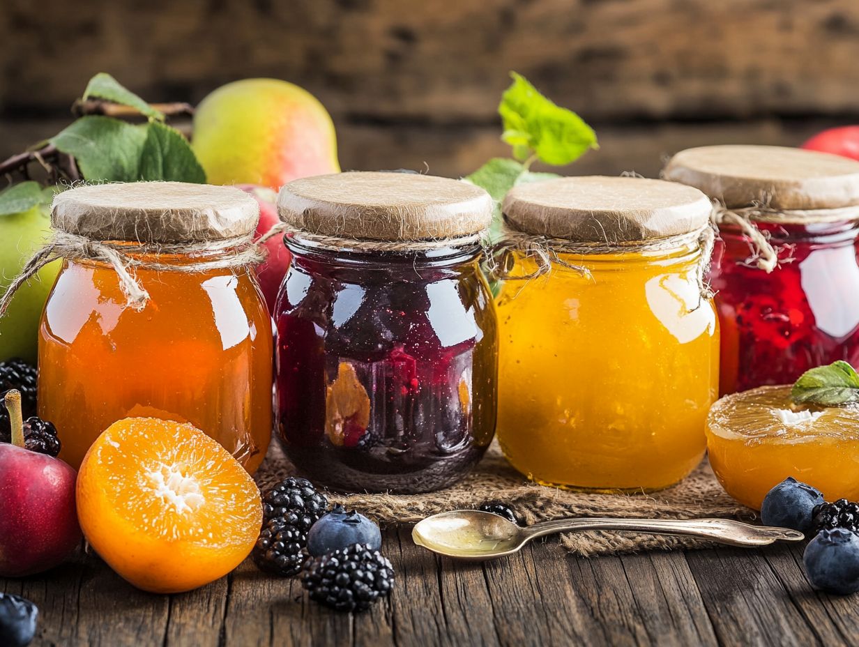 An assortment of homemade jams and jellies