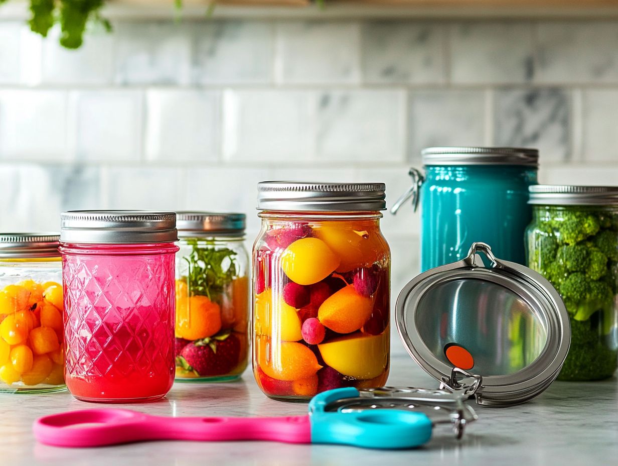 Infographic showing different types of canning jars used in food preservation.