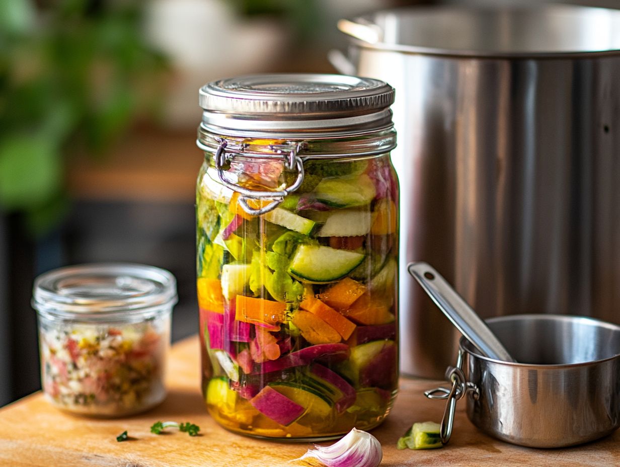 Visual representation of essential items for fermenting and canning.