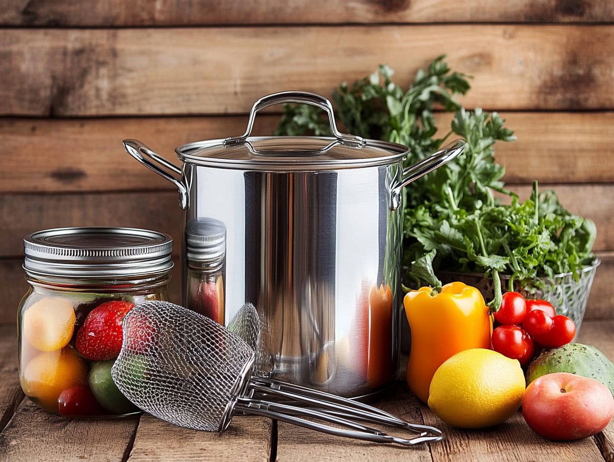 Image showcasing must-have tools for safe home canning