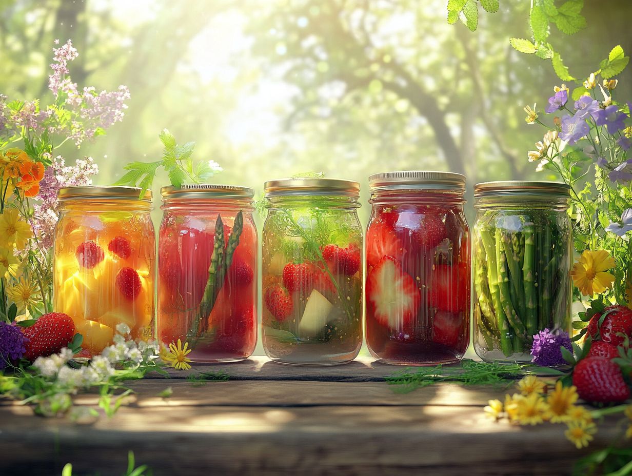 Vibrant dill pickles in jars ready for canning