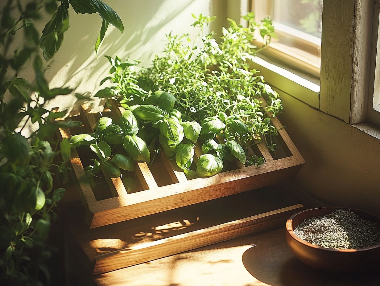 Image explaining the importance of drying herbs for canning.