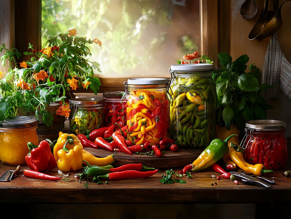 Image of essential tools and materials for canning hot peppers