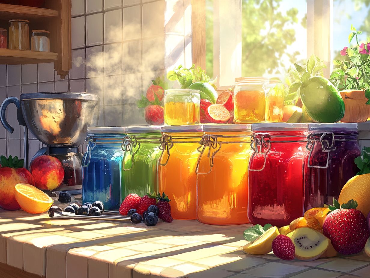 Image showing home canning process for fruit juices.