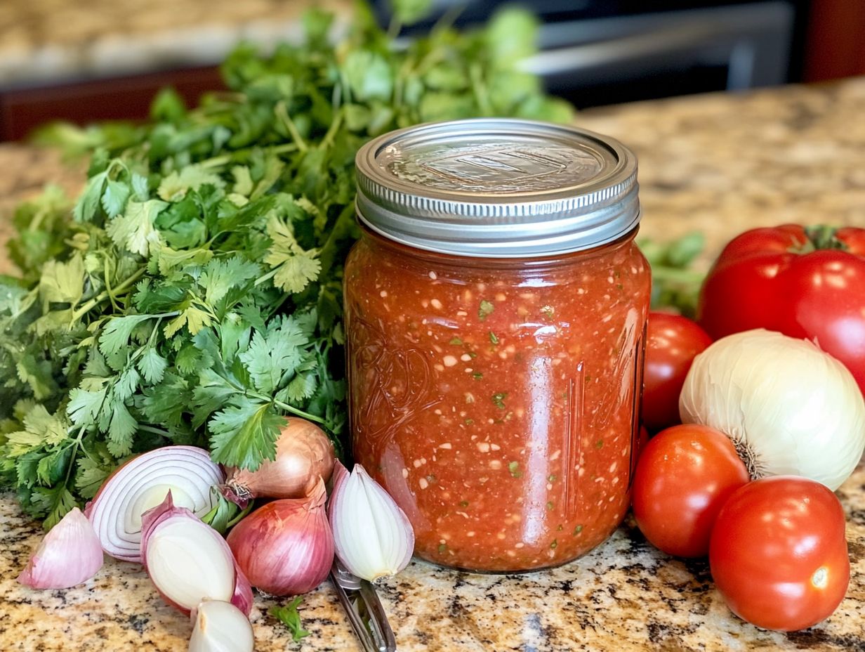 Image showing various optional equipment for canning homemade salsa.