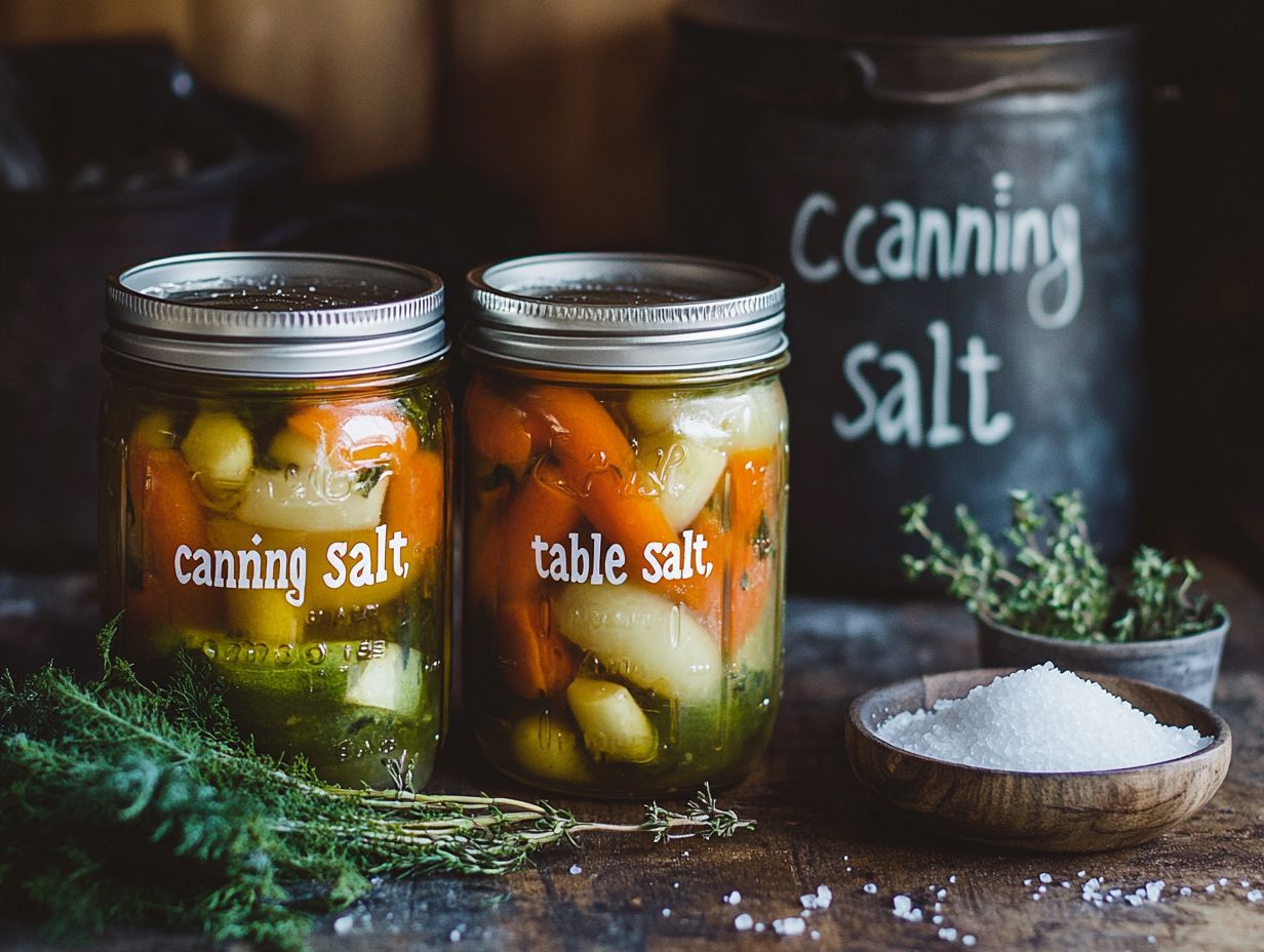 A variety of salts for canning, showcasing their differences and uses.