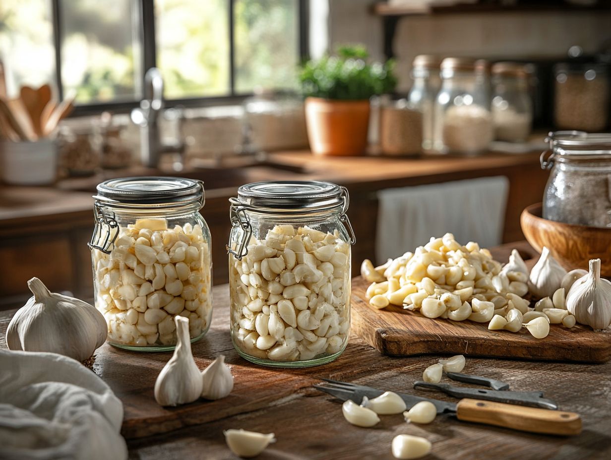 Canned garlic in dishes