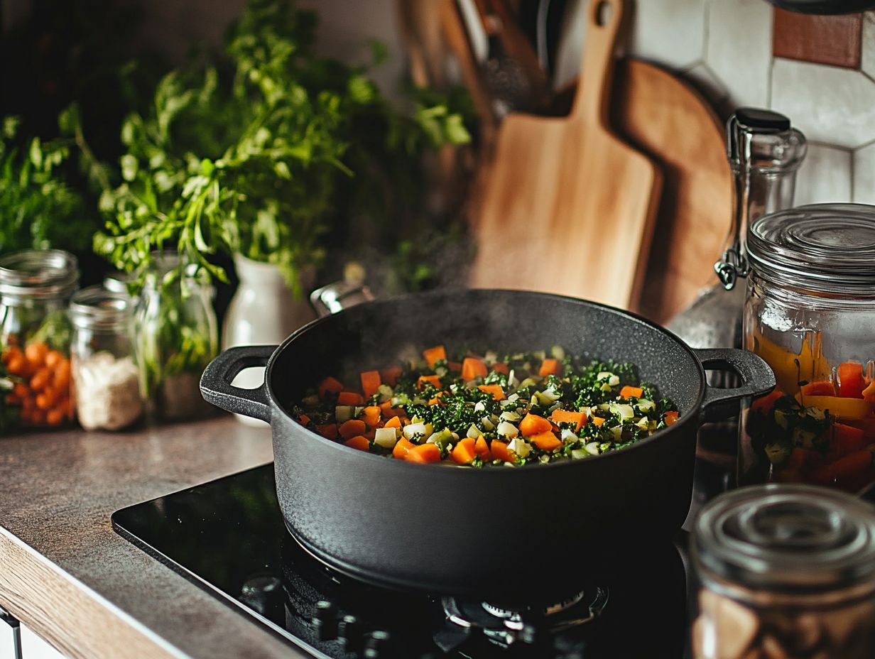 Image of homemade vegetable broth ingredients and canned products