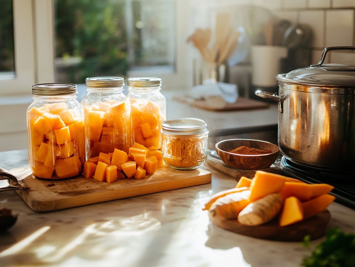 Image of equipment needed for canning sweet potatoes