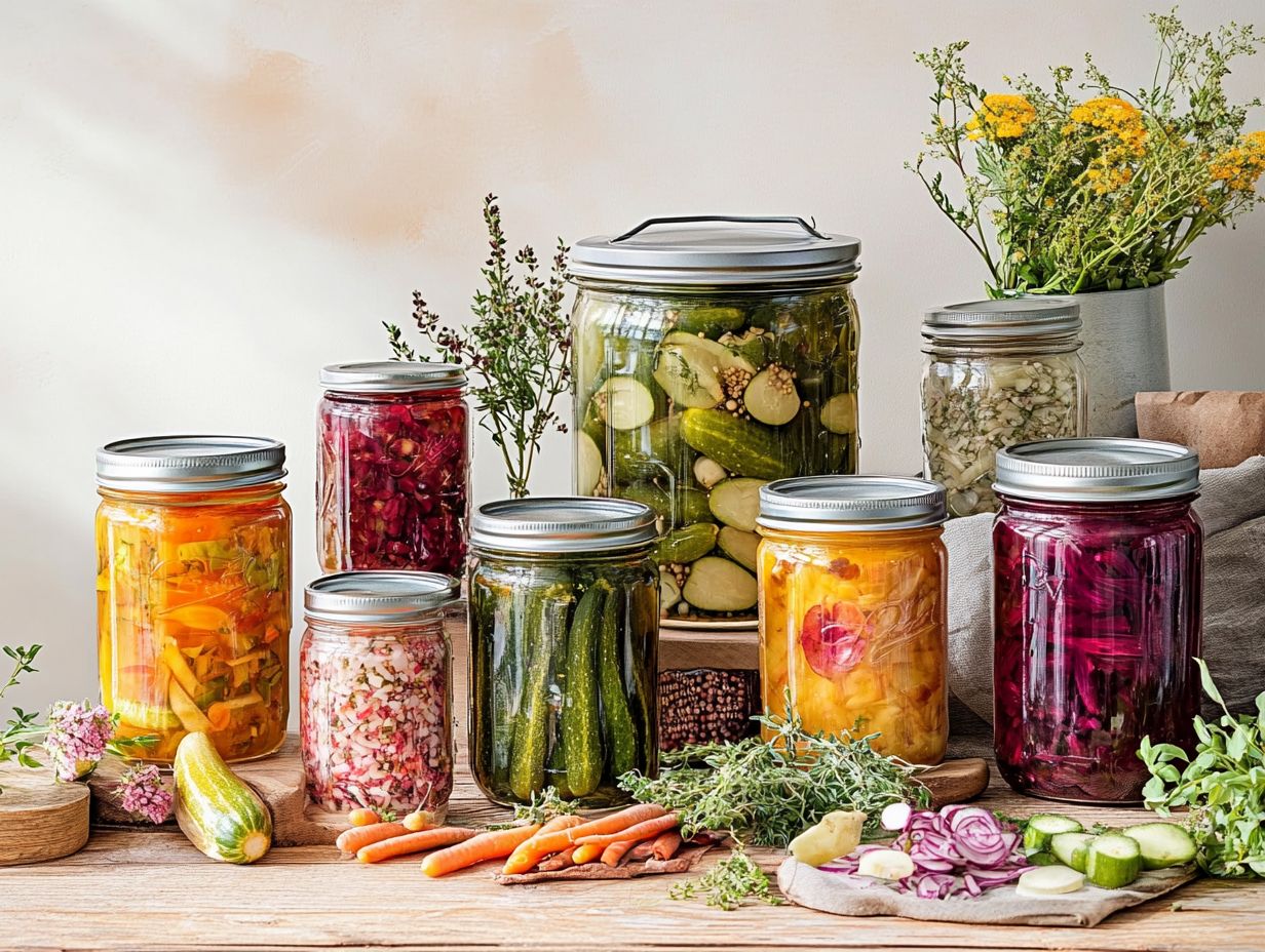 Illustration of canning techniques for pickling vegetables