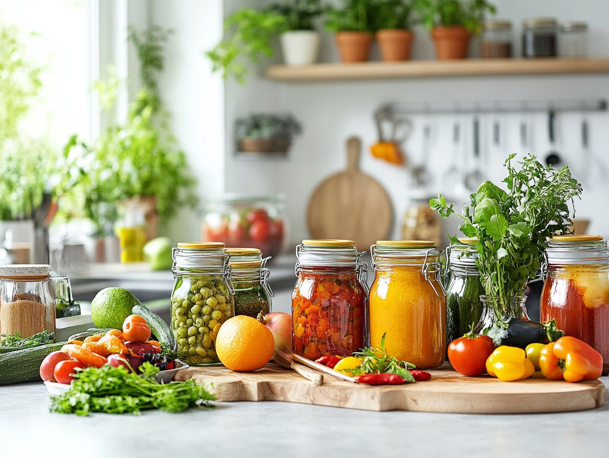 A variety of canned foods showcasing different canning techniques