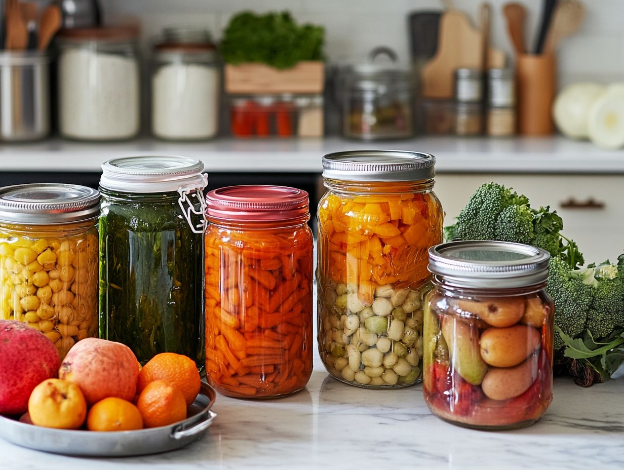 Colorful jars of homemade canned goods for special diets