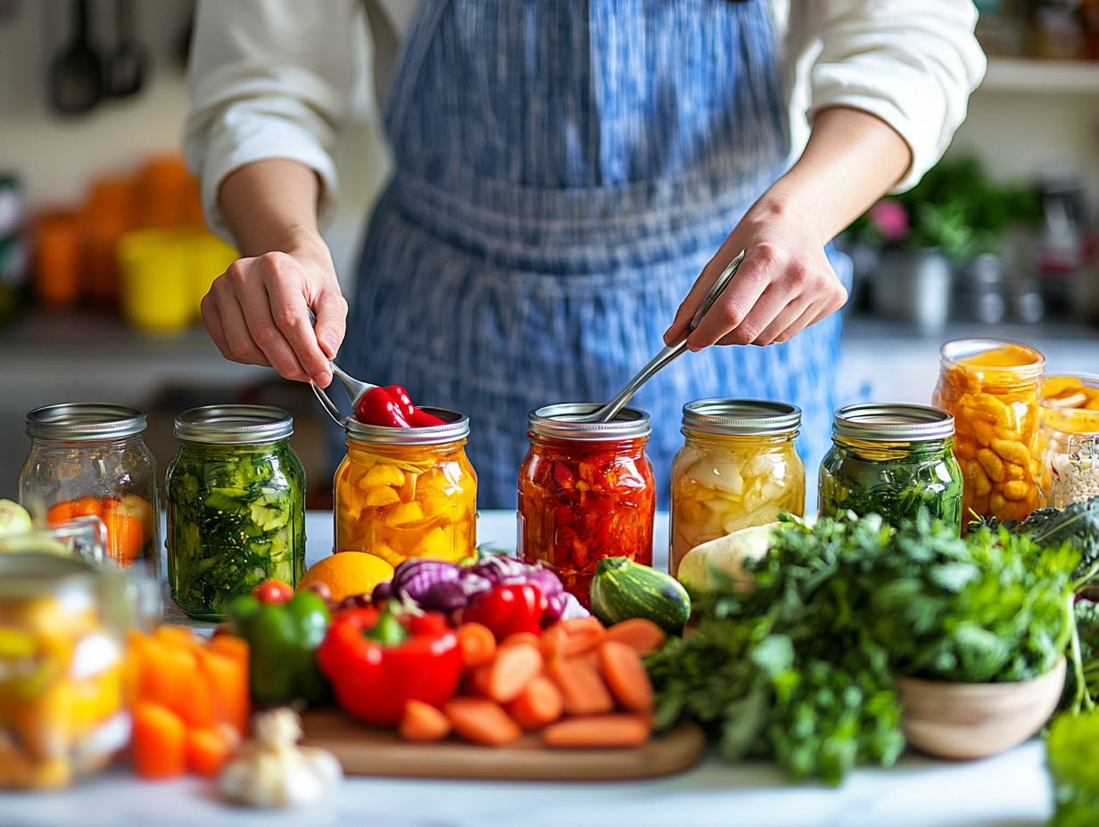 An image showing the process of sealing and processing jars for canning.