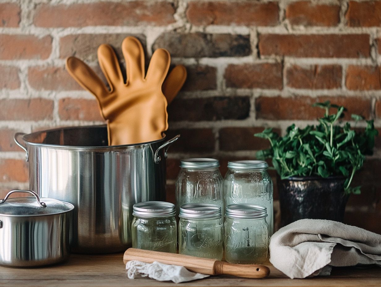 A visual guide representing frequently asked questions about home canning safety gear.