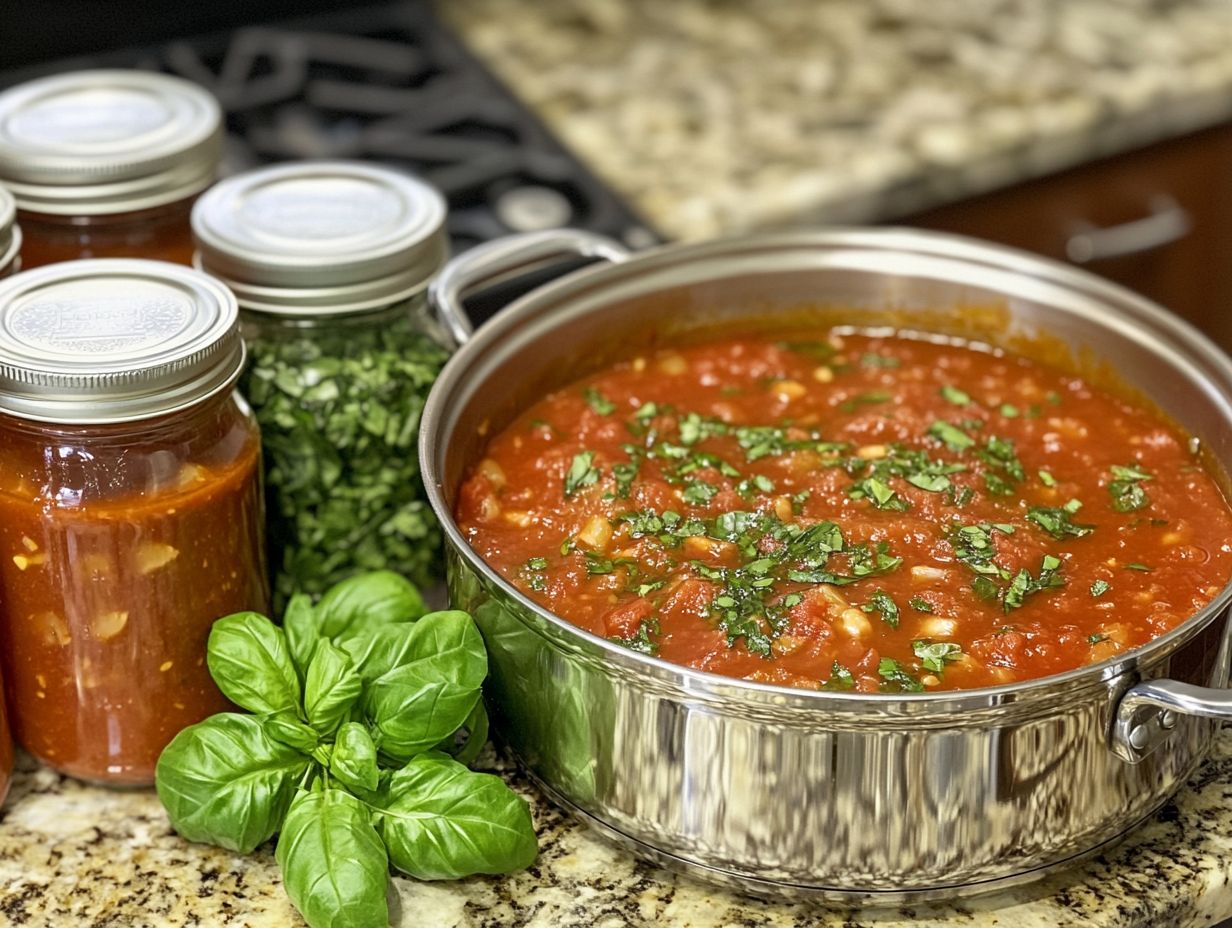 Image of homemade canned spaghetti sauce