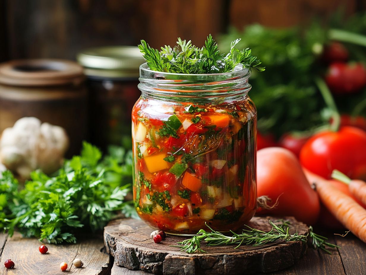 A bowl of delicious homemade canned vegetable soup