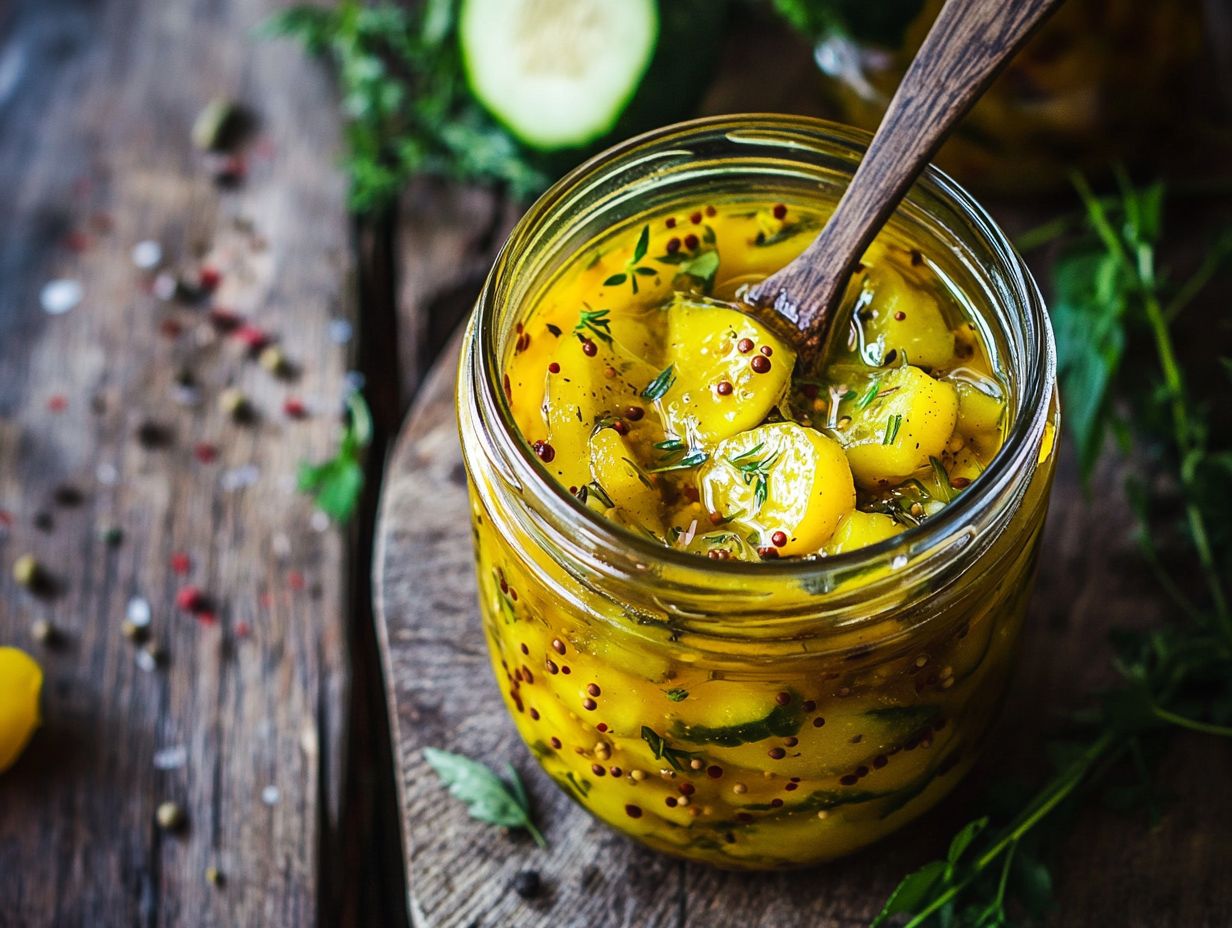 Image of homemade honey mustard pickles