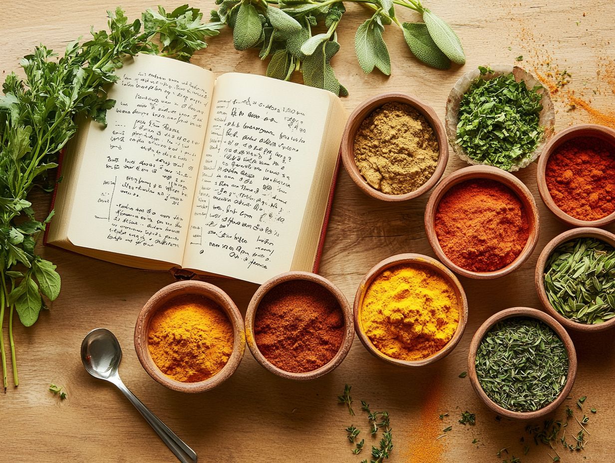 Chef experimenting with various spice combinations in the kitchen