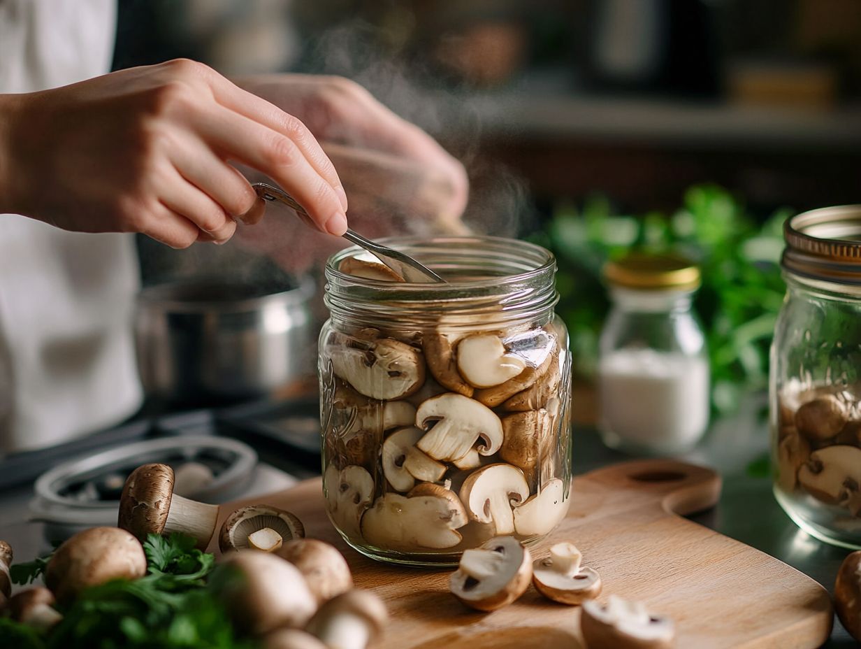 An example of pressure canning mushrooms for long-term storage.