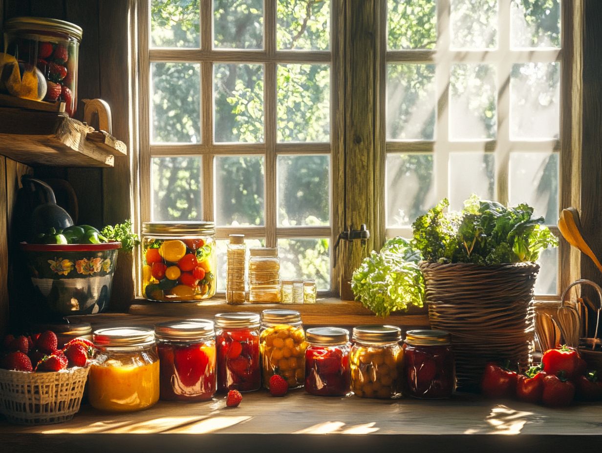 Image showing various preparation techniques for canning fruits and vegetables