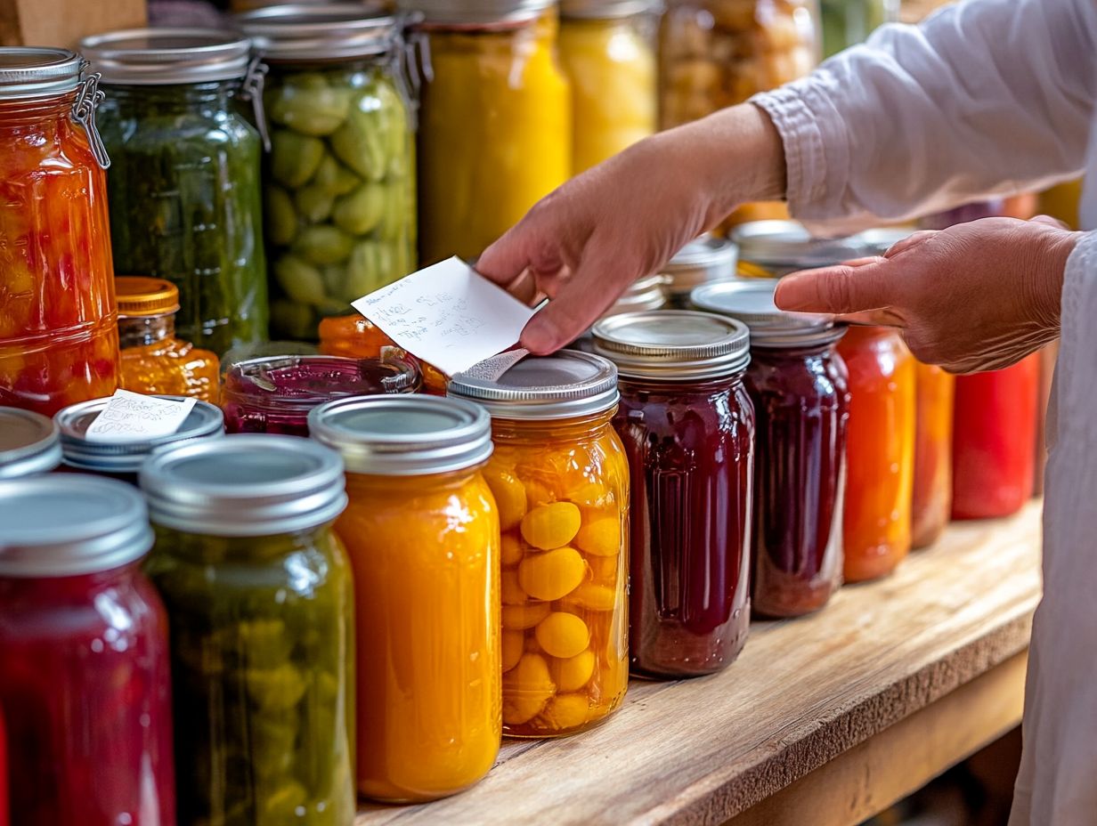 Canning labels on jars