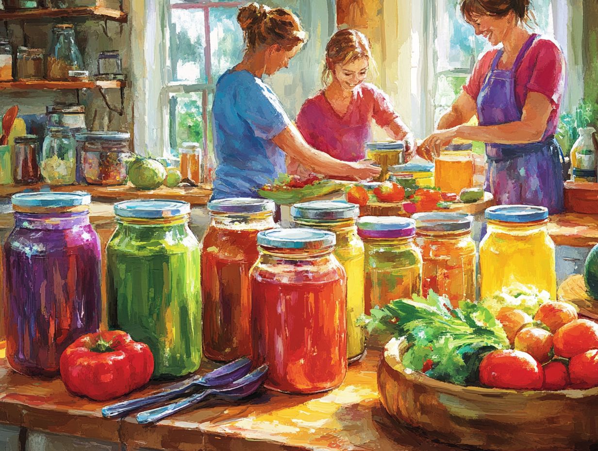 A colorful spread of jars filled with homemade preserves