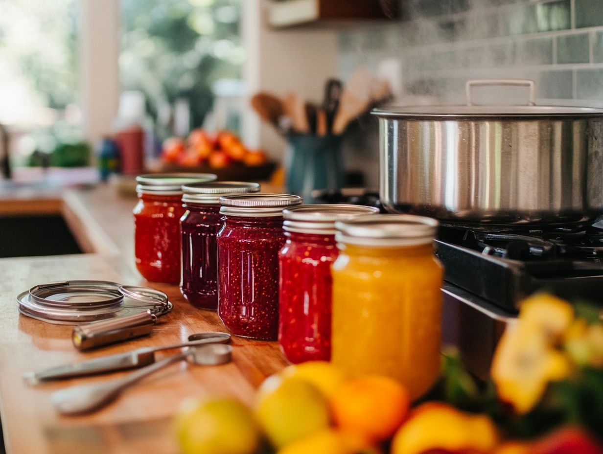 An illustration explaining canning techniques for preserving homemade jam