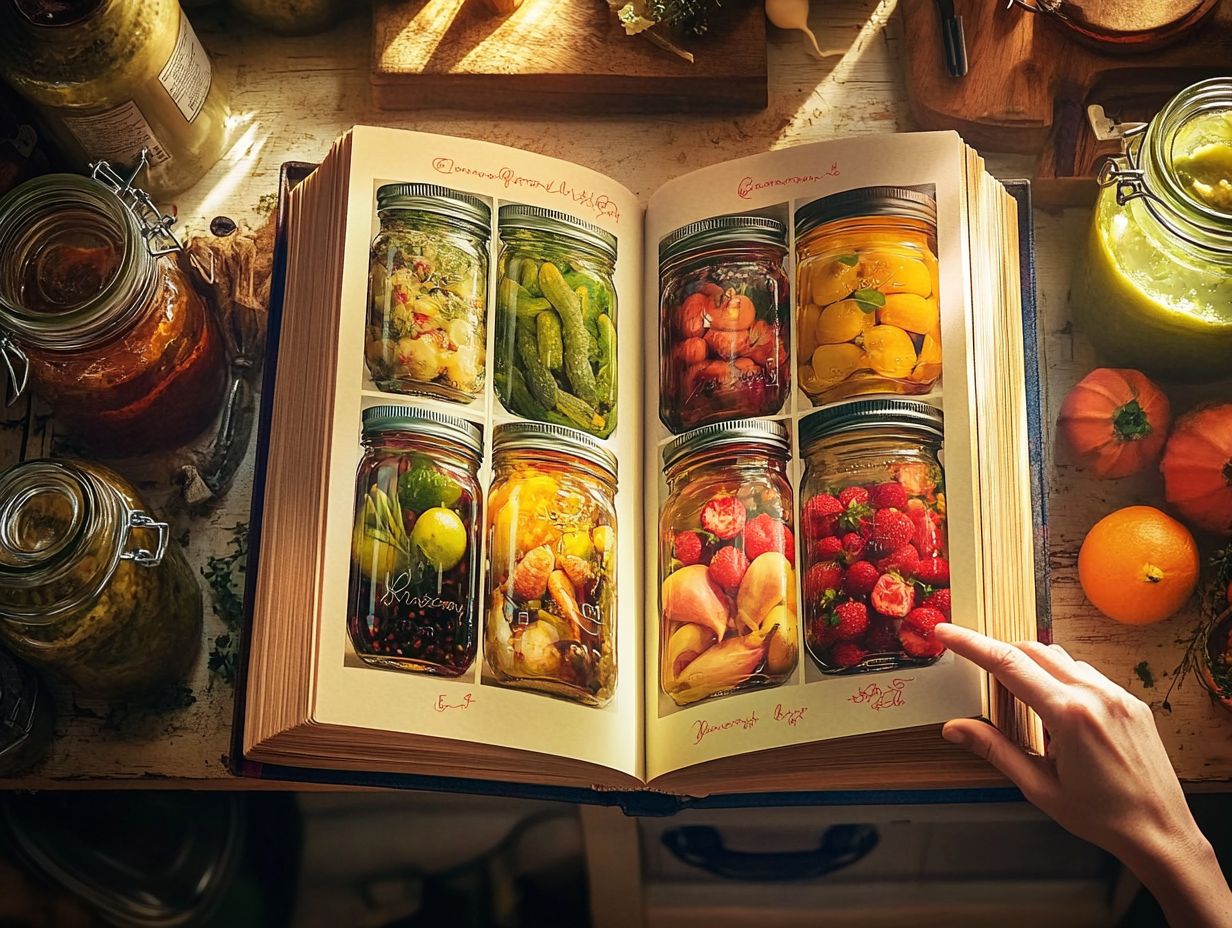 A collection of fresh fruits and vegetables ideal for canning