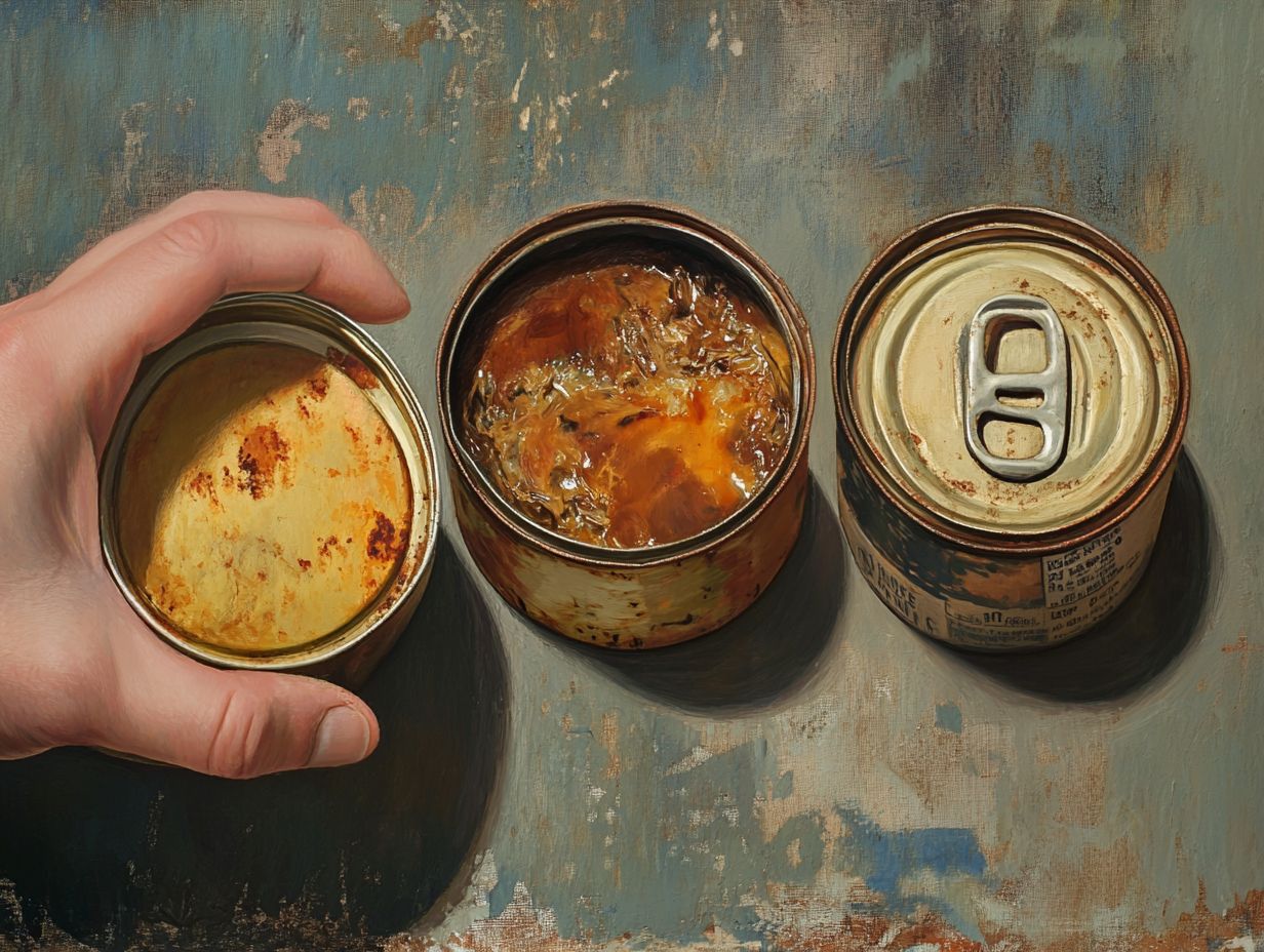 Visual cues for spoiled canned food