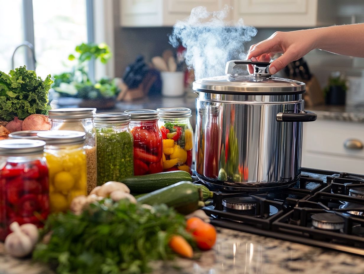 An example of a pressure canner with various features