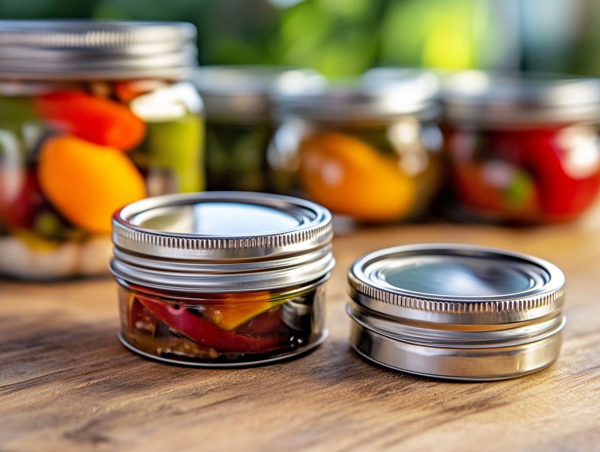 Canning lids and bands organized in a cool, dry place