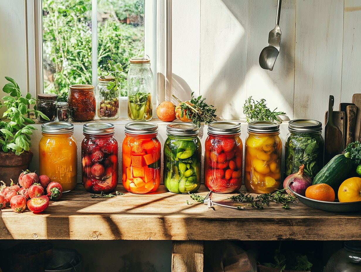 A collection of canning supplies ready for use.