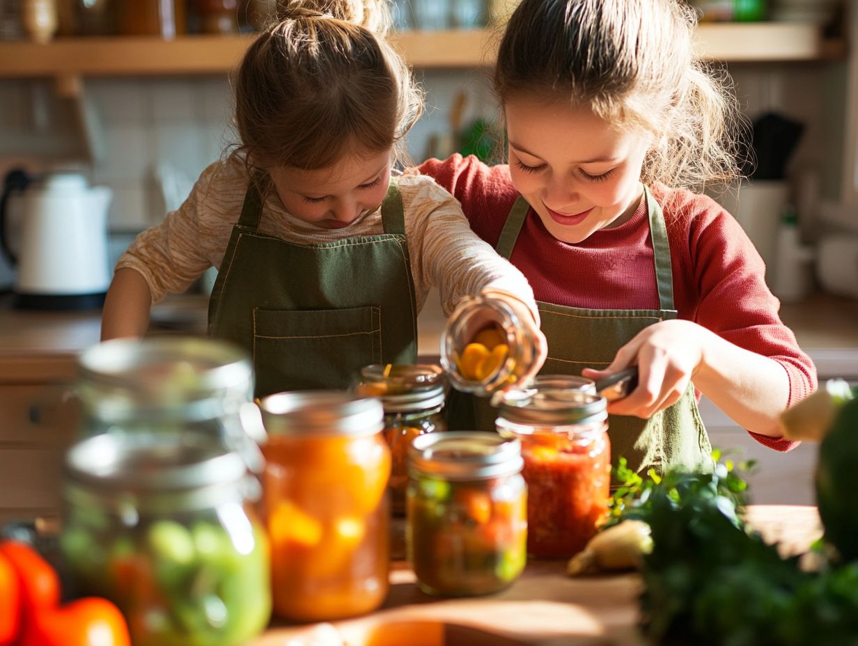 Kids enjoying safe canning practices together