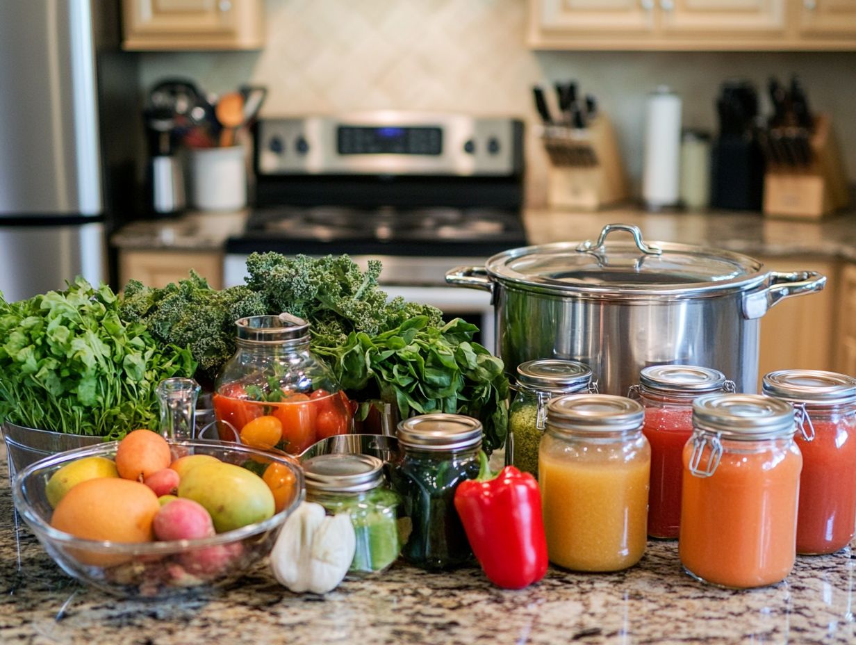 A variety of canning equipment displayed for food preservation