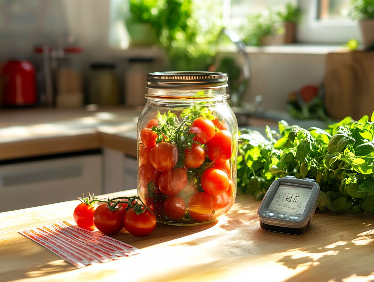 Image showing the ideal pH level for safe canning.