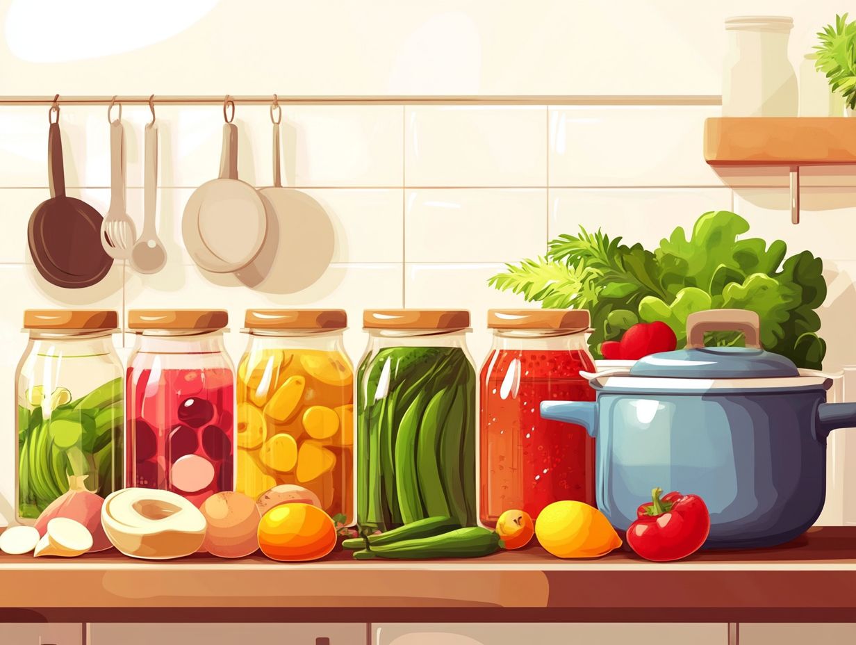 A variety of foods that can be canned, including fruits and vegetables.