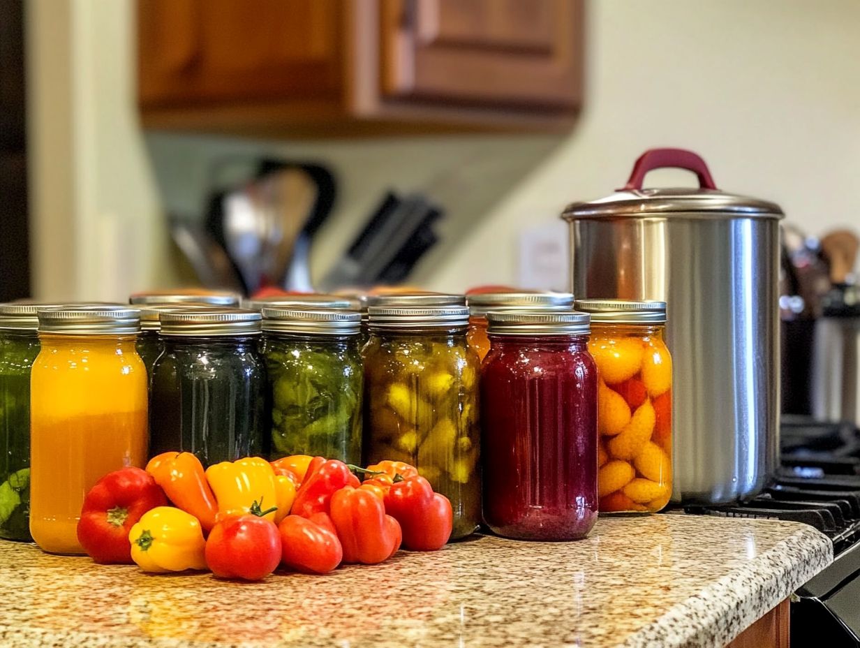 A colorful assortment of recommended fruits and vegetables for canning