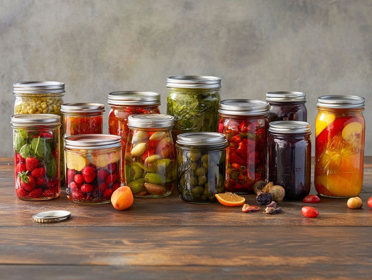 Illustration showing various types of canning jars, including regular-mouth and wide-mouth.