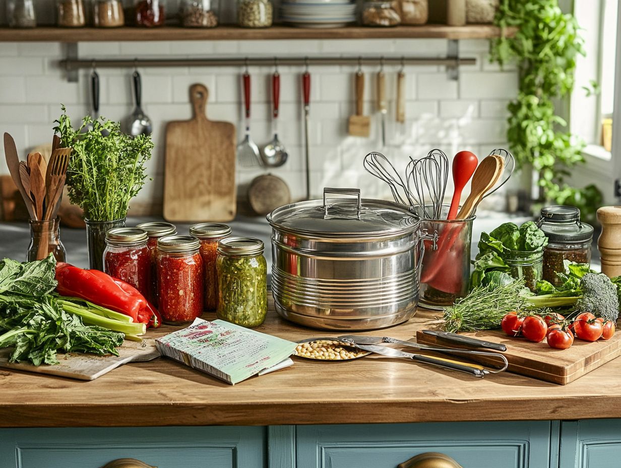 A collection of essential tools for safe canning