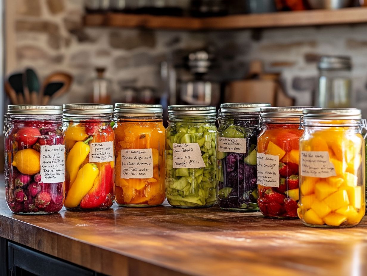 A variety of jars used for canning fruits, vegetables, and beverages, showcasing their versatility in food preservation.